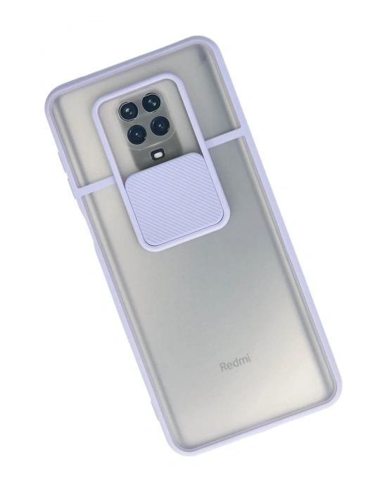 Newface Xiaomi Redmi Note 9 Pro Kılıf Palm Buzlu Kamera Sürgülü Silikon - Lila