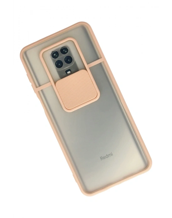 Newface Xiaomi Redmi Note 9 Pro Kılıf Palm Buzlu Kamera Sürgülü Silikon - Pembe