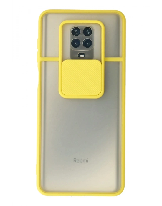 Newface Xiaomi Redmi Note 9 Pro Kılıf Palm Buzlu Kamera Sürgülü Silikon - Sarı