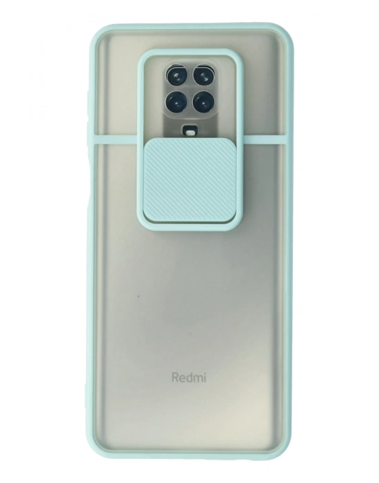 Newface Xiaomi Redmi Note 9 Pro Kılıf Palm Buzlu Kamera Sürgülü Silikon - Turkuaz