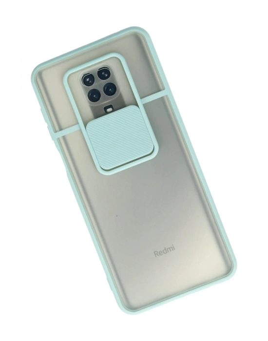 Newface Xiaomi Redmi Note 9 Pro Kılıf Palm Buzlu Kamera Sürgülü Silikon - Turkuaz