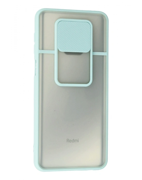Newface Xiaomi Redmi Note 9 Pro Kılıf Palm Buzlu Kamera Sürgülü Silikon - Turkuaz