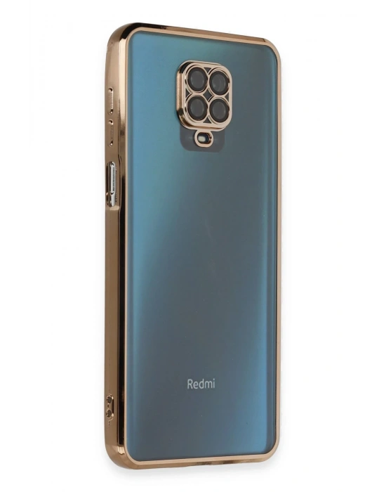 Newface Xiaomi Redmi Note 9 Pro Kılıf Razer Lensli Silikon - Gold