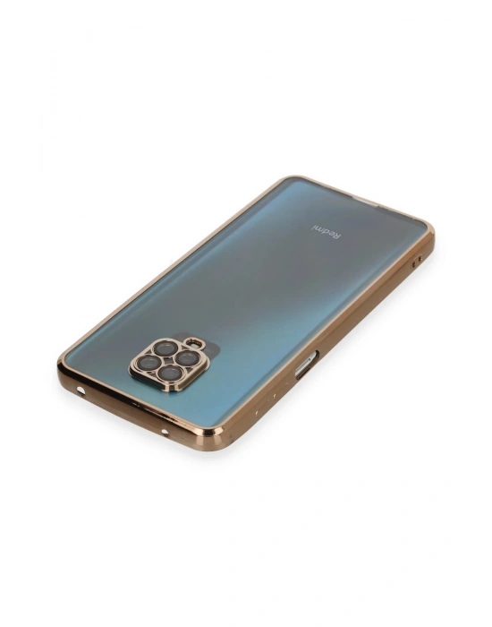 Newface Xiaomi Redmi Note 9 Pro Kılıf Razer Lensli Silikon - Gold
