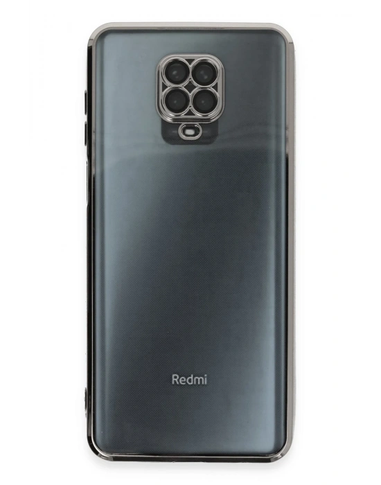 Newface Xiaomi Redmi Note 9 Pro Kılıf Razer Lensli Silikon - Gümüş