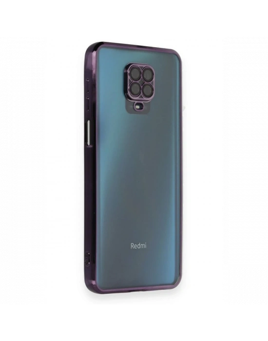 Newface Xiaomi Redmi Note 9 Pro Kılıf Razer Lensli Silikon - Mor
