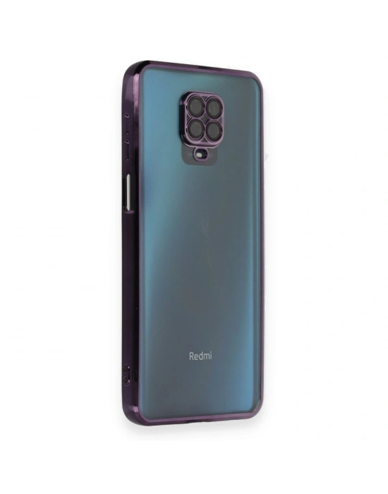 Newface Xiaomi Redmi Note 9 Pro Kılıf Razer Lensli Silikon - Mor