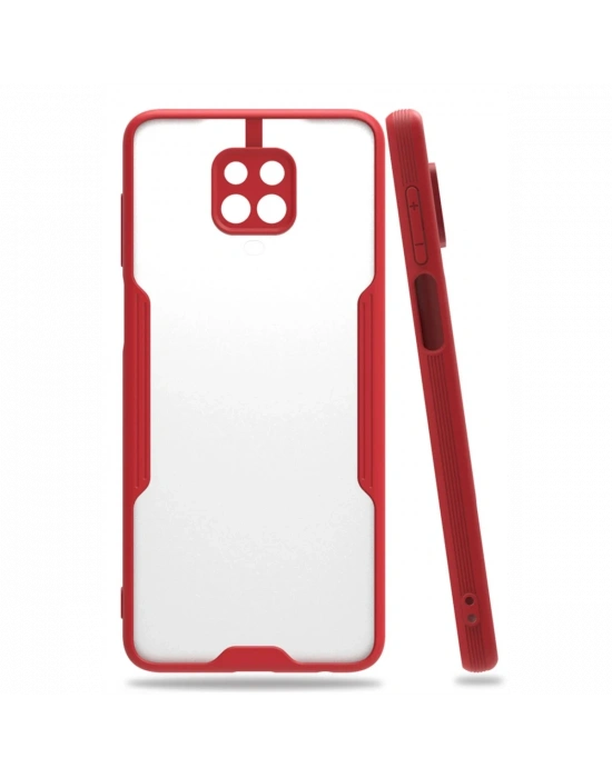 Newface Xiaomi Redmi Note 9S Kılıf Platin Silikon - Kırmızı