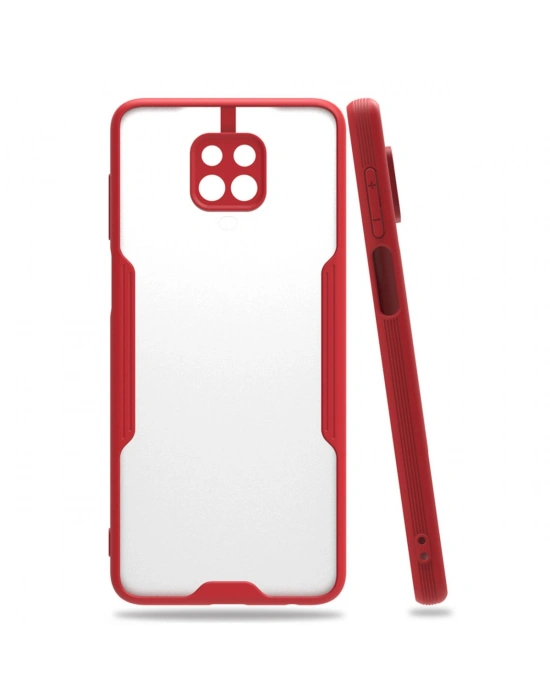 Newface Xiaomi Redmi Note 9S Kılıf Platin Silikon - Kırmızı