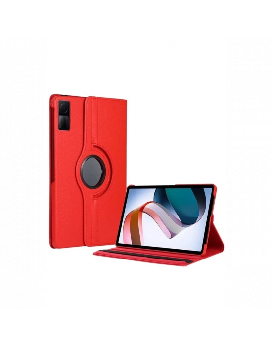 Newface Xiaomi Redmi Pad SE 4G Kılıf 360 Tablet Deri Kılıf - Kırmızı