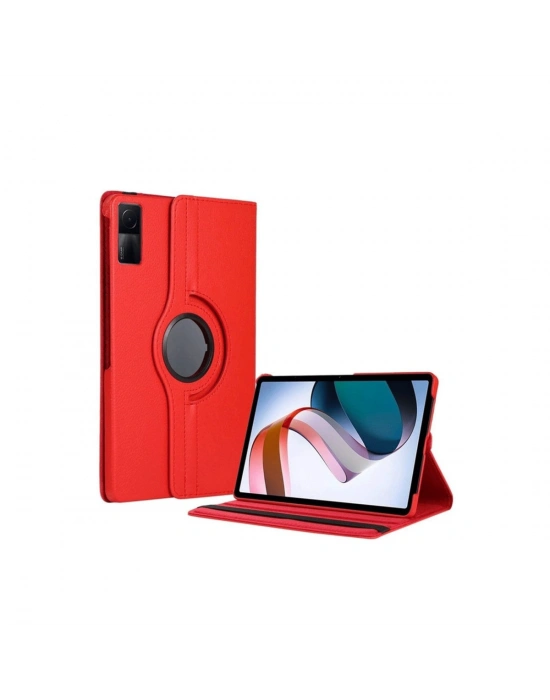 Newface Xiaomi Redmi Pad SE 4G Kılıf 360 Tablet Deri Kılıf - Kırmızı