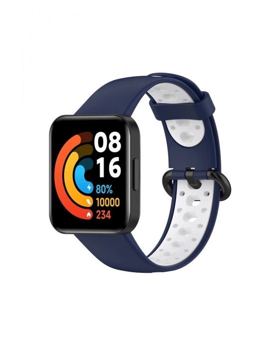 Newface Xiaomi Redmi Watch 2 Spor Delikli Kordon - Lacivert-Beyaz
