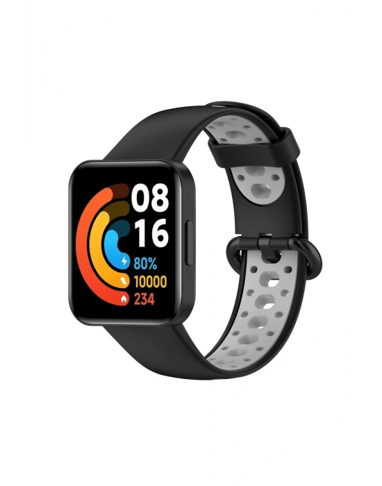 Newface Xiaomi Redmi Watch 2 Spor Delikli Kordon - Siyah-Gri