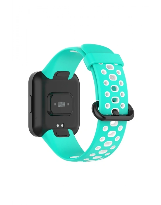 Newface Xiaomi Redmi Watch 2 Spor Delikli Kordon - Turkuaz-Beyaz