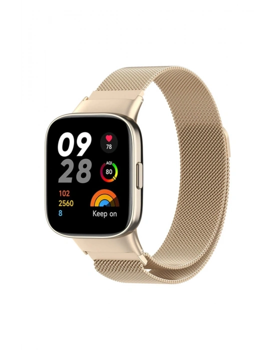 Newface Xiaomi Redmi Watch 3 Metal Mıknatıslı Kordon - Metalik Gold