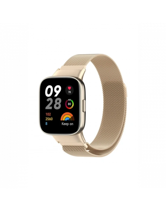 Newface Xiaomi Redmi Watch 3 Metal Mıknatıslı Kordon - Metalik Gold