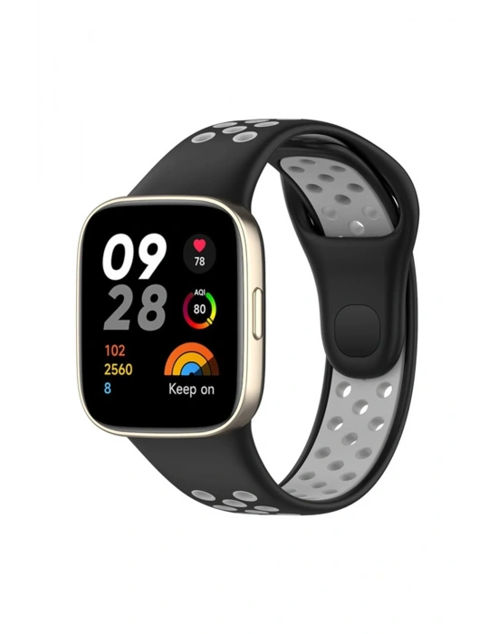 Newface Xiaomi Redmi Watch 3 Spor Delikli Kordon - Siyah-Gri