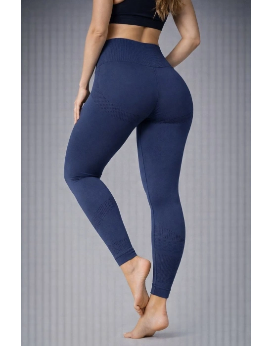 Nonofit Kadın Yüksek Bel Full Extra Toparlayıcı Likralı Ön Arka ve Bilek Desenli Tayt - Lacivert