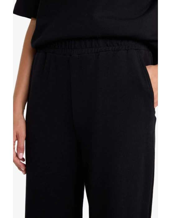 Okul Wide Leg Geniş Paça Lacivert Eşofman Altı Beli Lastikli Cepli Basic Düz D3759ax24au