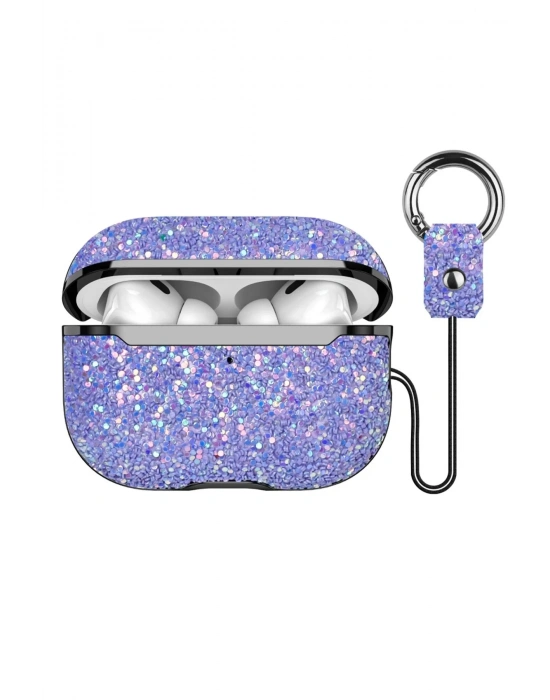 Onegif Airpods 2 (2.nesil) Bright Simli Airpods Kapak - Derin Mor