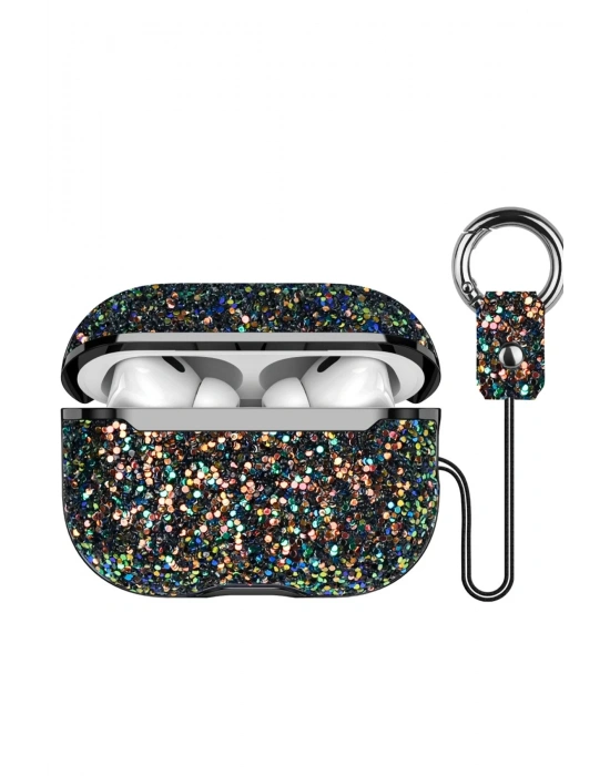 Onegif Airpods 3 (3.nesil) Bright Simli Airpods Kapak - Siyah