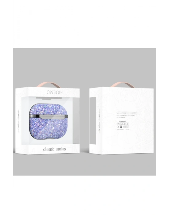 Onegif Airpods 3 (3.nesil) Bright Simli Airpods Kapak - Siyah