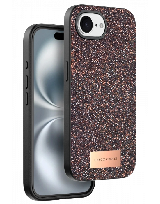 Onegif Apple iPhone 16E Bright Simli Kapak - Derin Mor