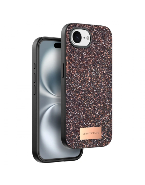 Onegif Apple iPhone 16E Bright Simli Kapak - Derin Mor