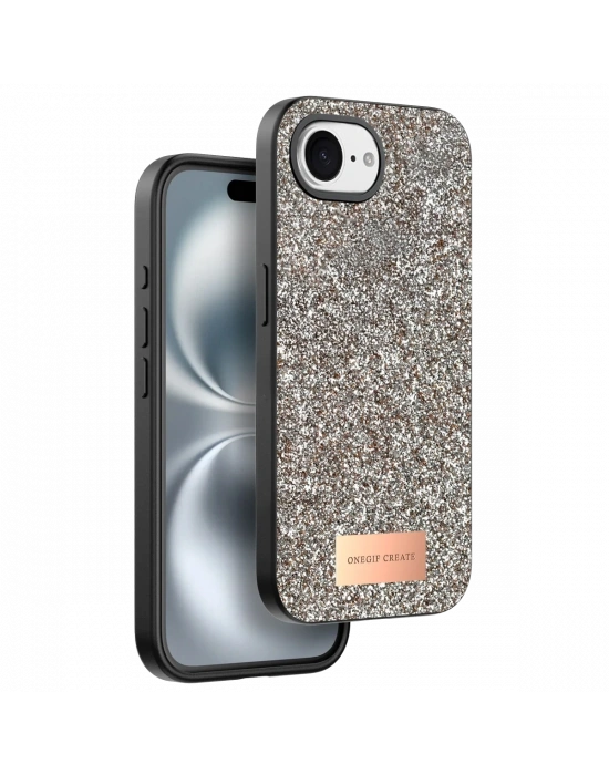 Onegif Apple iPhone 16E Bright Simli Kapak - Gold