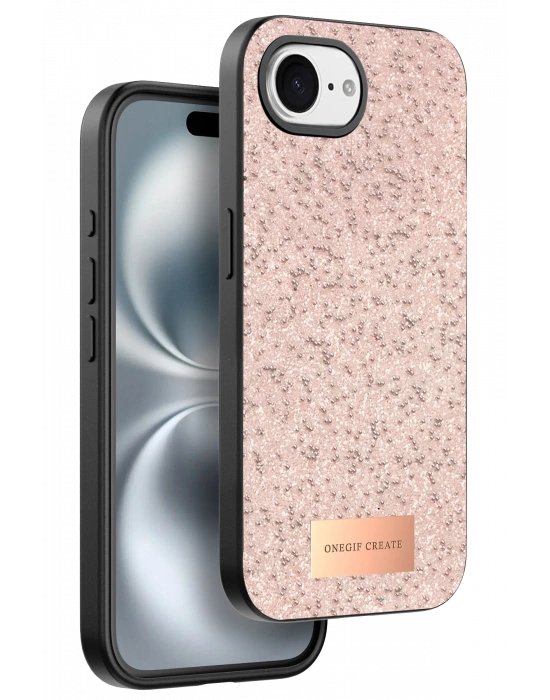 Onegif Apple iPhone 16E Bright Simli Kapak - Pembe