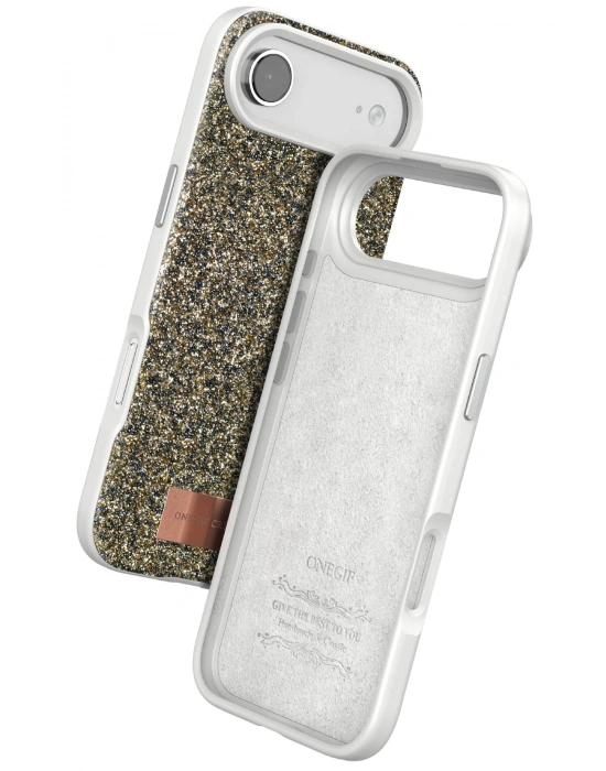 Onegif Apple iPhone 17 Air Bright Simli Kapak - Çöl Titanyum