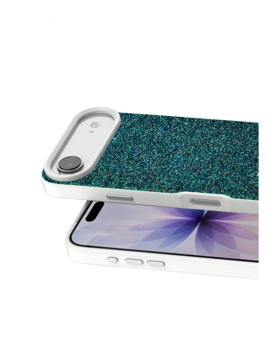 Onegif Apple iPhone 17 Air Bright Simli Kapak - Koyu Yeşil