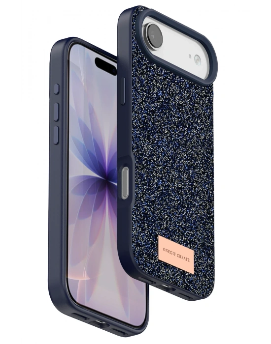 Onegif Apple iPhone 17 Air Bright Simli Kapak - Mavi