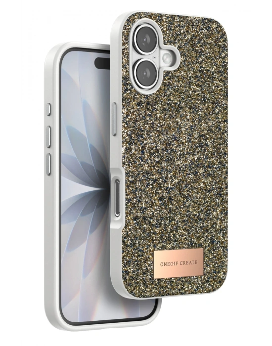 Onegif Apple iPhone 17 Bright Simli Kapak - Çöl Titanyum