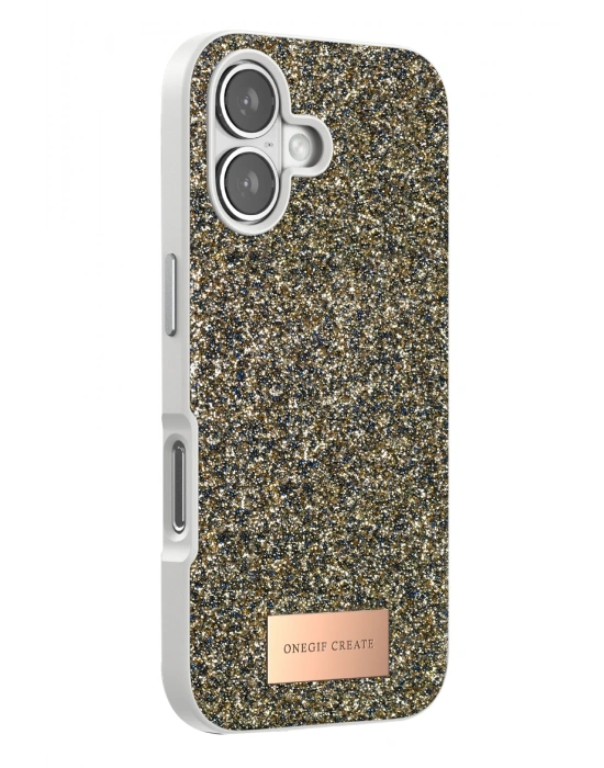 Onegif Apple iPhone 17 Bright Simli Kapak - Çöl Titanyum