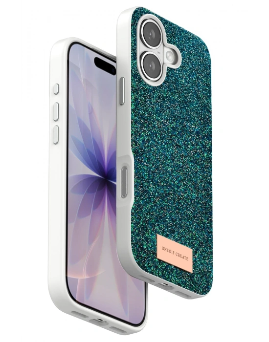 Onegif Apple iPhone 17 Bright Simli Kapak - Koyu Yeşil