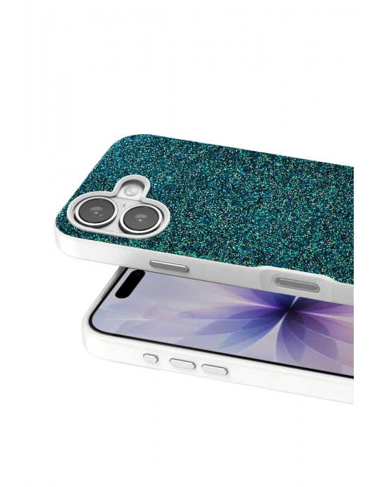 Onegif Apple iPhone 17 Bright Simli Kapak - Koyu Yeşil