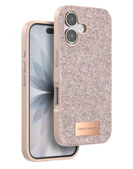 Onegif Apple iPhone 17 Bright Simli Kapak - Pembe