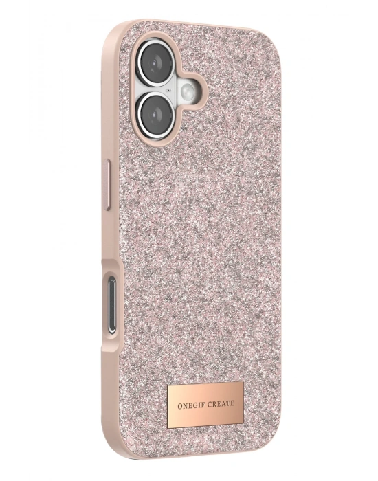 Onegif Apple iPhone 17 Bright Simli Kapak - Pembe