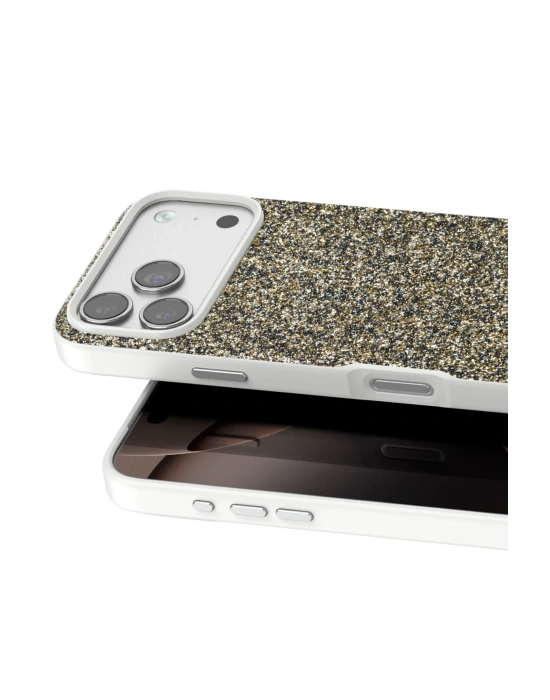 Onegif Apple iPhone 17 Pro Bright Simli Kapak - Çöl Titanyum