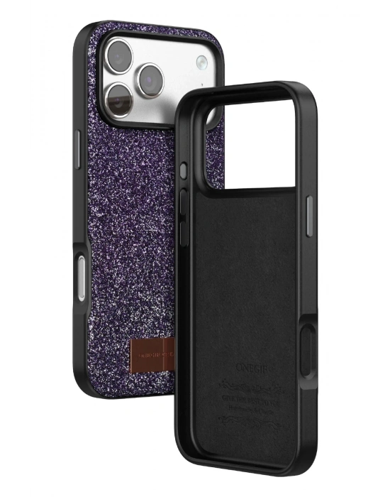 Onegif Apple iPhone 17 Pro Bright Simli Kapak - Derin Mor