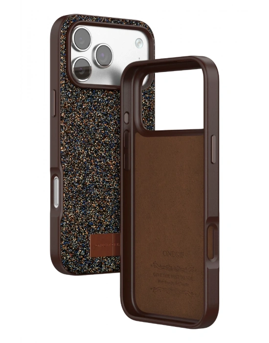 Onegif Apple iPhone 17 Pro Bright Simli Kapak - Gold