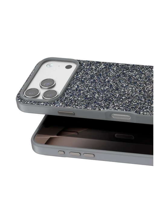 Onegif Apple iPhone 17 Pro Bright Simli Kapak - Gümüş