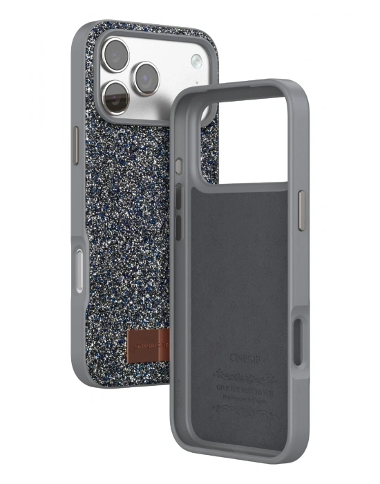 Onegif Apple iPhone 17 Pro Bright Simli Kapak - Gümüş