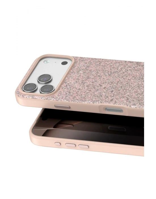 Onegif Apple iPhone 17 Pro Bright Simli Kapak - Pembe