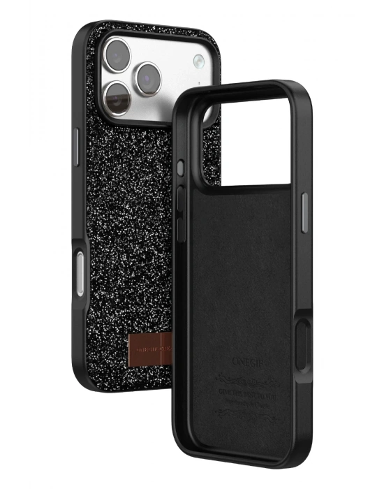 Onegif Apple iPhone 17 Pro Bright Simli Kapak - Siyah