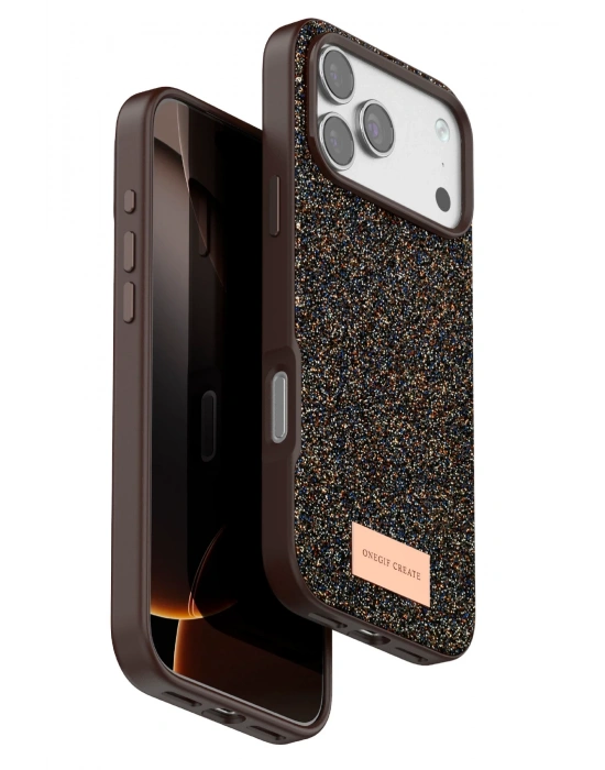 Onegif Apple iPhone 17 Pro Max Bright Simli Kapak - Gold