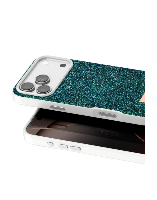 Onegif Apple iPhone 17 Pro Max Bright Simli Kapak - Koyu Yeşil