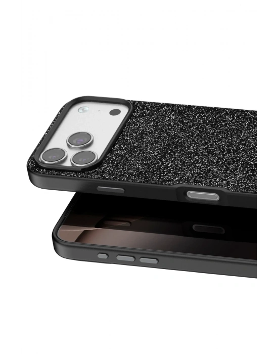 Onegif Apple iPhone 17 Pro Max Bright Simli Kapak - Siyah