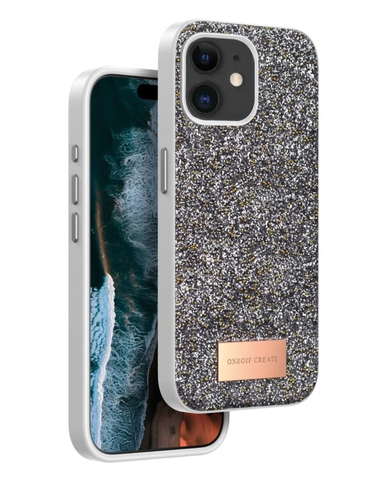 Onegif iPhone 11 Bright Simli Kapak - Gümüş